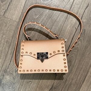 Studded Tan Leather Handbag